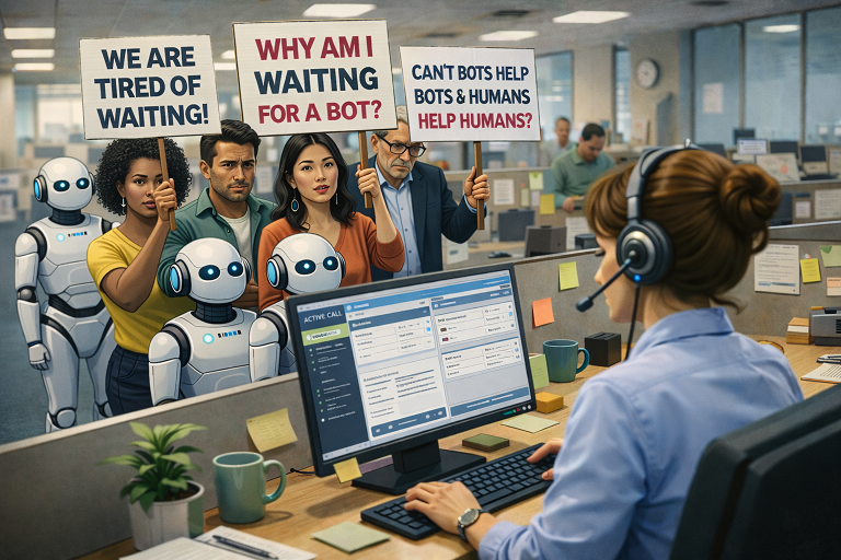 B2B bot and humans queuing for same agent small