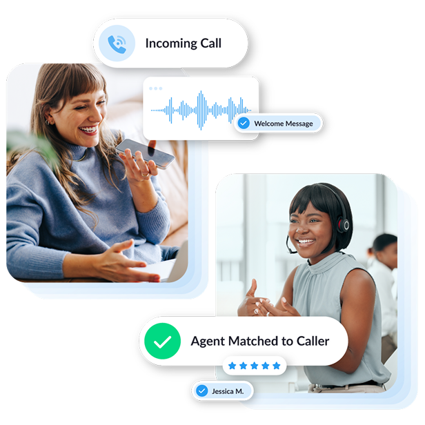 caller speaking to a matched agent
